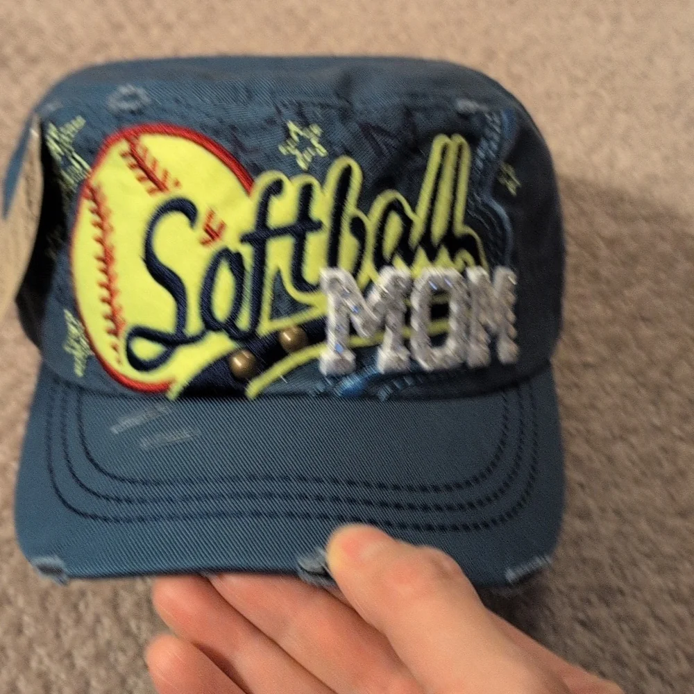 Softball Mom Distressed Hat NWT